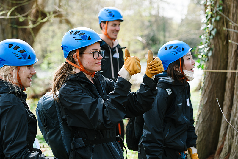 Women working through a problem at the Outdoor Leadership seminar